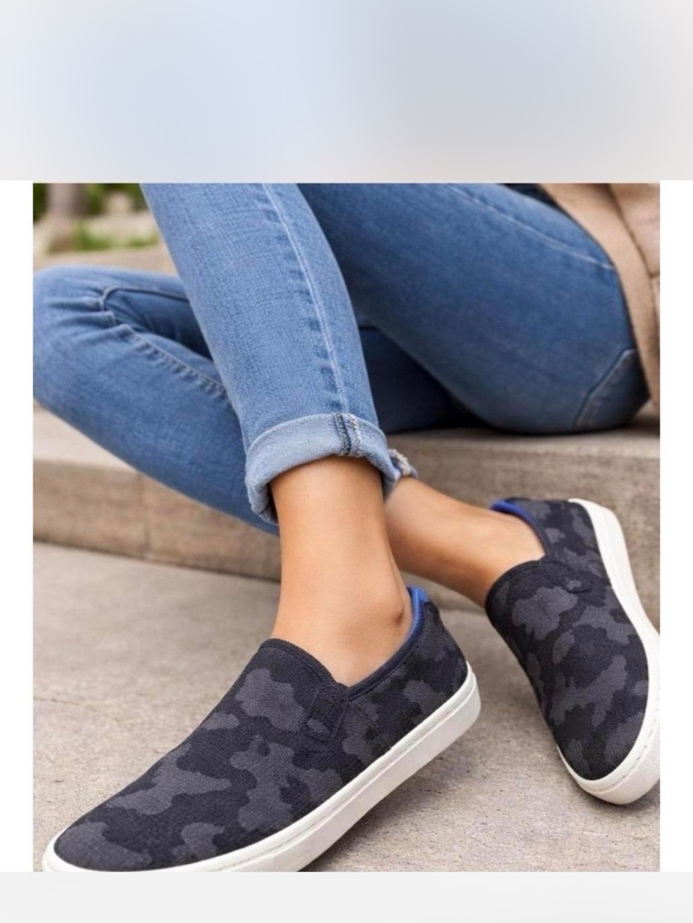 Rothy's Women's The Original Dark Gray Camouflage Slip-On Sneakers 9.5